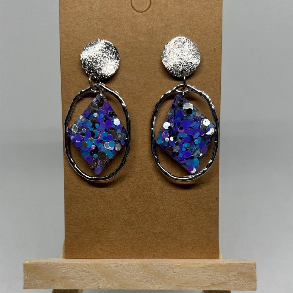 Silver and Blue Dangle Earrings